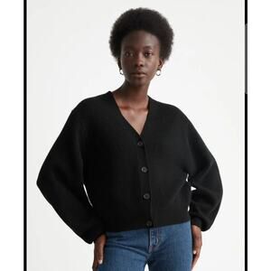 & Other Stories Sz S 100% Merino Wool Cropped Oversized Boxy Cardigan Sweater